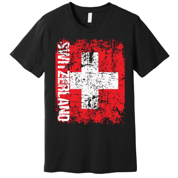 Switzerland Flag Vintage Distressed Swiss Premium T-Shirt