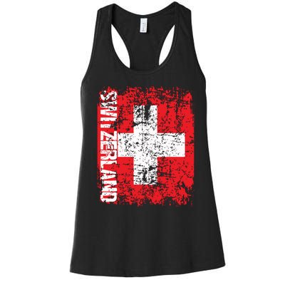 Switzerland Flag Vintage Distressed Swiss Women's Racerback Tank