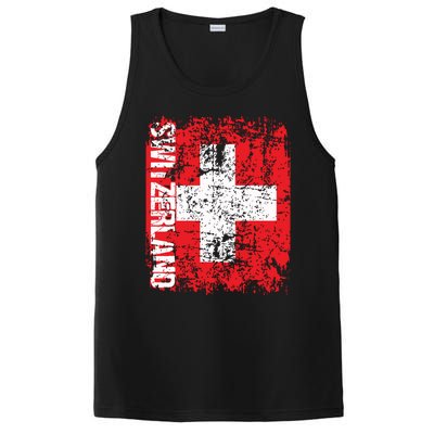 Switzerland Flag Vintage Distressed Swiss PosiCharge Competitor Tank