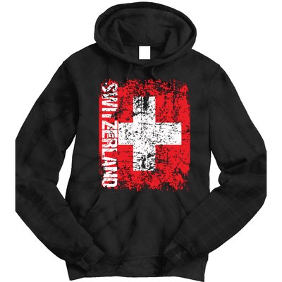 Switzerland Flag Vintage Distressed Swiss Tie Dye Hoodie