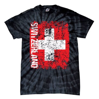 Switzerland Flag Vintage Distressed Swiss Tie-Dye T-Shirt