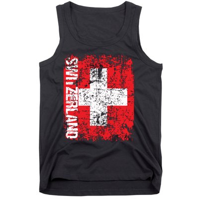 Switzerland Flag Vintage Distressed Swiss Tank Top