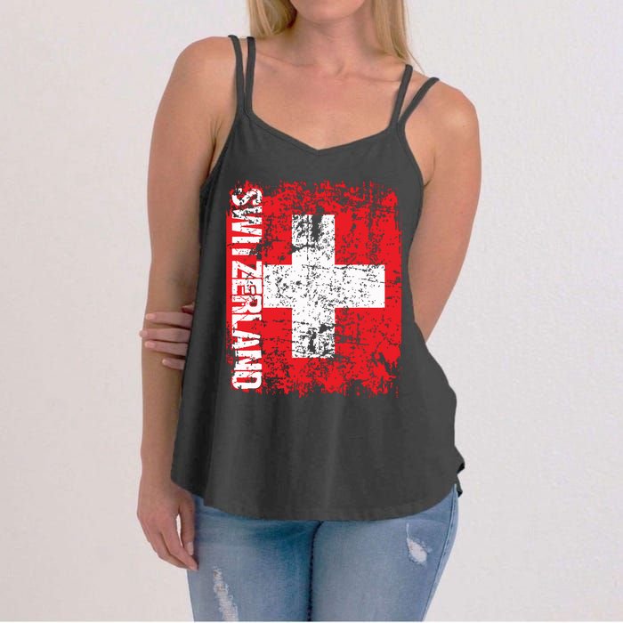 Switzerland Flag Vintage Distressed Swiss Women's Strappy Tank