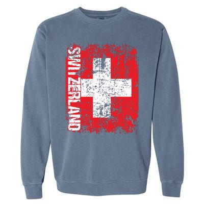 Switzerland Flag Vintage Distressed Swiss Garment-Dyed Sweatshirt