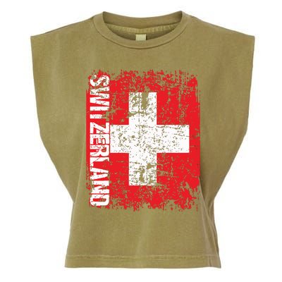 Switzerland Flag Vintage Distressed Swiss Garment-Dyed Women's Muscle Tee