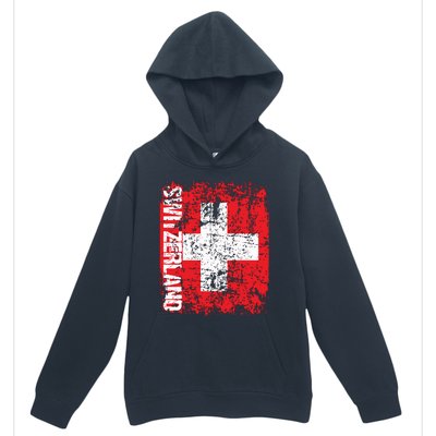 Switzerland Flag Vintage Distressed Swiss Urban Pullover Hoodie