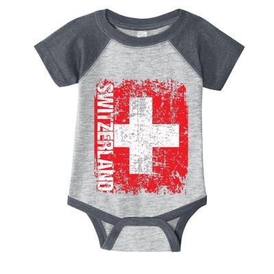 Switzerland Flag Vintage Distressed Swiss Infant Baby Jersey Bodysuit