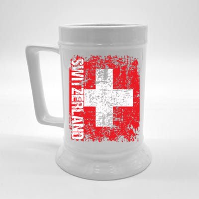 Switzerland Flag Vintage Distressed Swiss Beer Stein