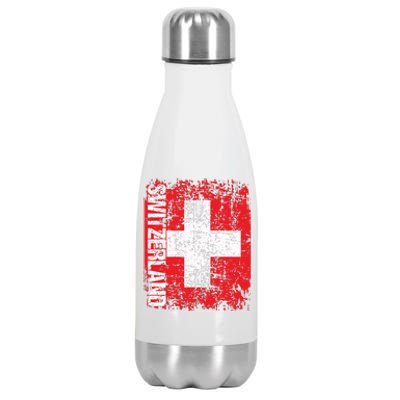 Switzerland Flag Vintage Distressed Swiss Stainless Steel Insulated Water Bottle