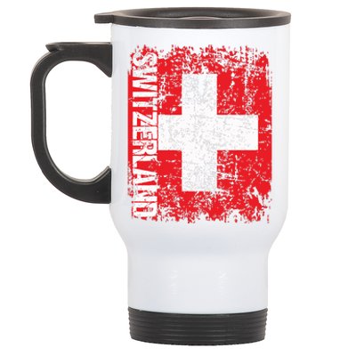 Switzerland Flag Vintage Distressed Swiss Stainless Steel Travel Mug