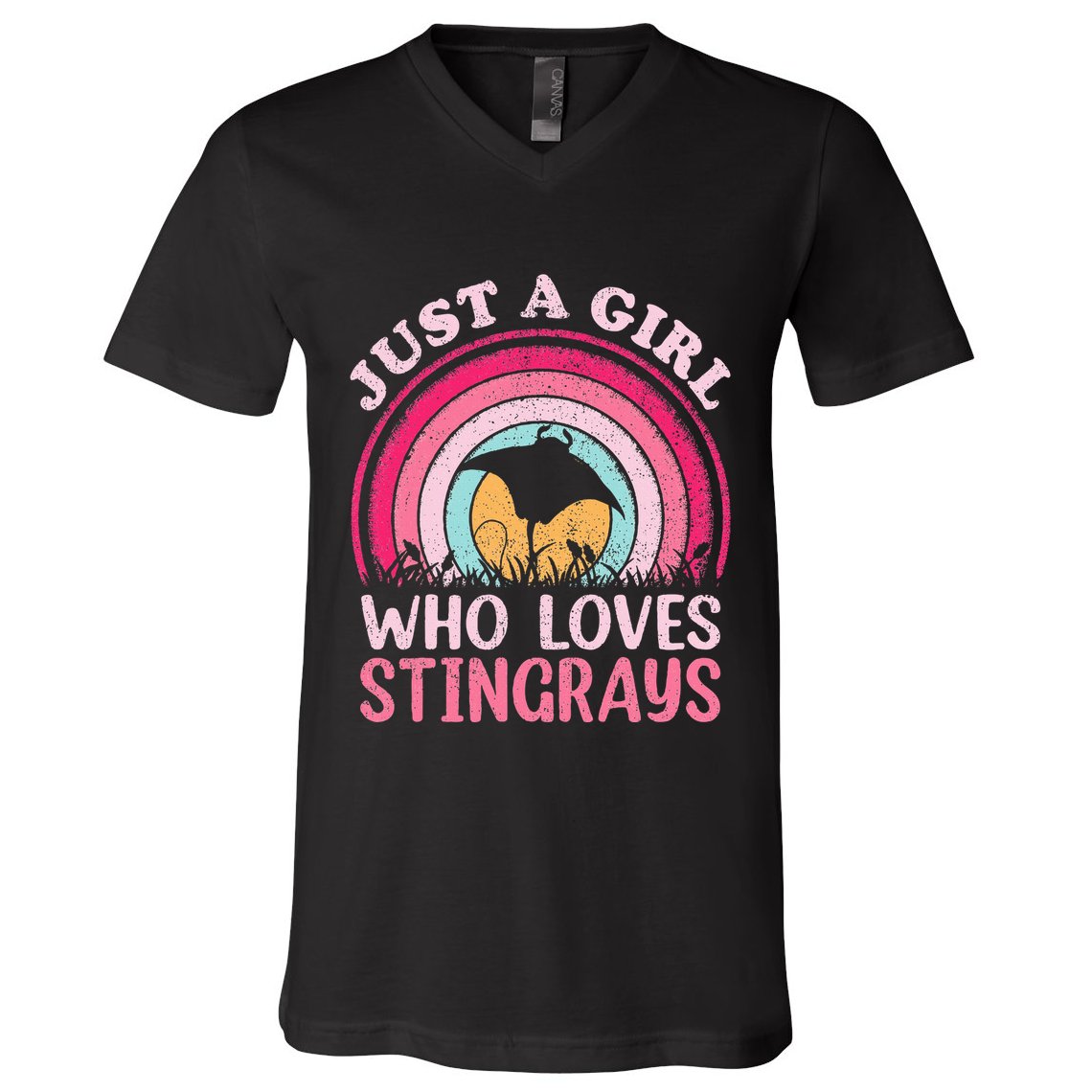 Stingray Fish Vintage Retro Just A Girl Who Loves Stingrays V-Neck T-Shirt