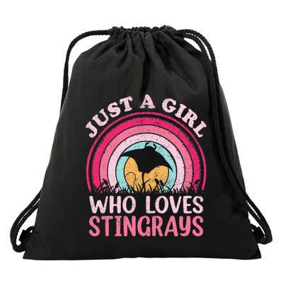 Stingray Fish Vintage Retro Just A Girl Who Loves Stingrays Drawstring Bag