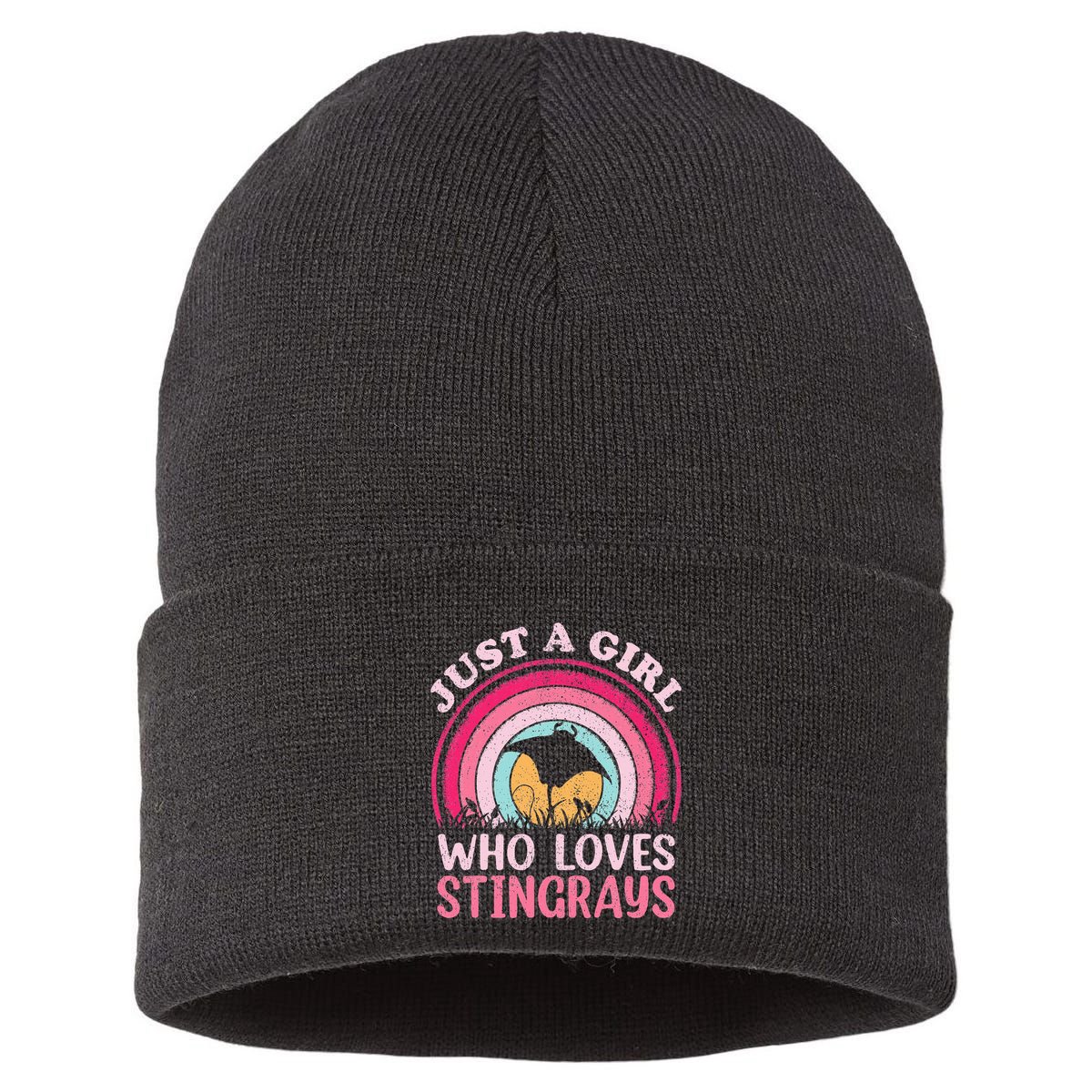 Stingray Fish Vintage Retro Just A Girl Who Loves Stingrays Sustainable Knit Beanie