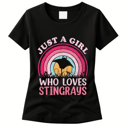 Stingray Fish Vintage Retro Just A Girl Who Loves Stingrays Womens T-Shirt