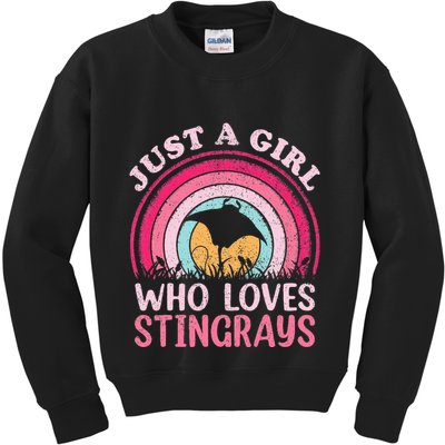 Stingray Fish Vintage Retro Just A Girl Who Loves Stingrays Kids Sweatshirt