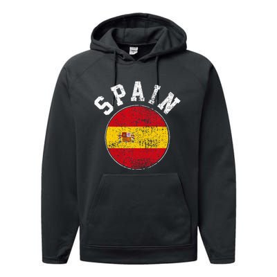 Spain Flag Vintage Performance Fleece Hoodie