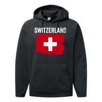 Switzerland Football Vintage Soccer Team Pride Swiss Flag Performance Fleece Hoodie