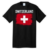 Switzerland Football Vintage Soccer Team Pride Swiss Flag Tall T-Shirt