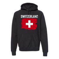 Switzerland Football Vintage Soccer Team Pride Swiss Flag Premium Hoodie