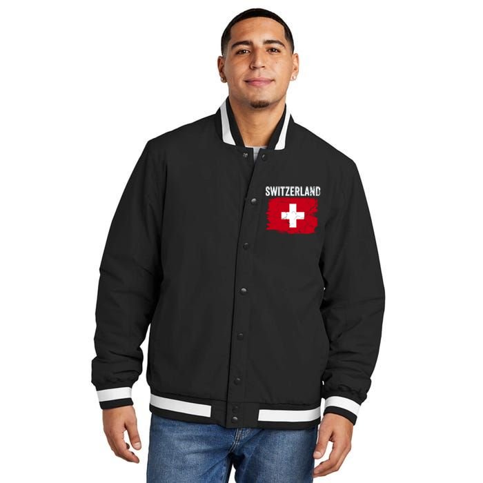 Switzerland Football Vintage Soccer Team Pride Swiss Flag Insulated Varsity Jacket