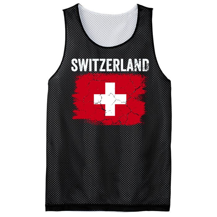 Switzerland Football Vintage Soccer Team Pride Swiss Flag Mesh Reversible Basketball Jersey Tank