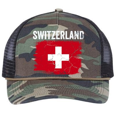 Switzerland Football Vintage Soccer Team Pride Swiss Flag Retro Rope Trucker Hat Cap