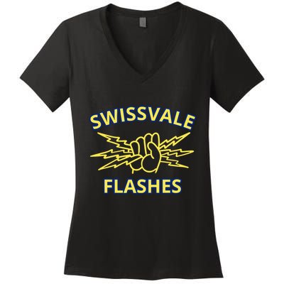 Swissvale Flashes Vintage Women's V-Neck T-Shirt