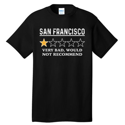 San Francisco Very Bad Would Not Recommend Funny Hilarious Bay Area Humor Tall T-Shirt