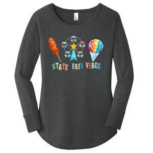 State Fair Vibes Ferris Wheel Rainbow Snow Cone And Corn Dog Women's Perfect Tri Tunic Long Sleeve Shirt