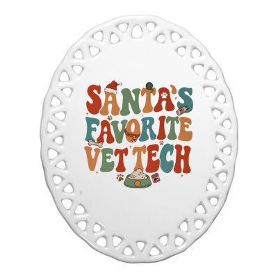 Santa’S Favorite Vet Tech Christmas Holiday Season Ceramic Oval Ornament