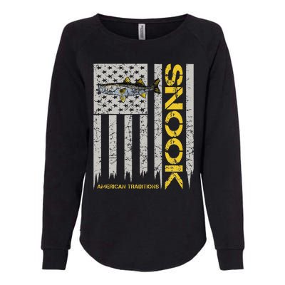 Snook Fisherman Vintage Style American Flag Snook Art Fish Womens California Wash Sweatshirt