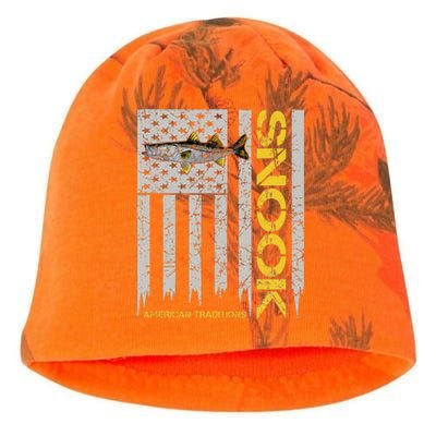 Snook Fisherman Vintage Style American Flag Snook Art Fish Kati - Camo Knit Beanie