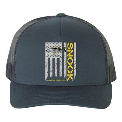 Snook Fisherman Vintage Style American Flag Snook Art Fish Yupoong Adult 5-Panel Trucker Hat