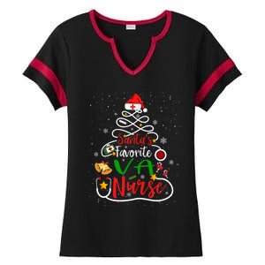 SantaS Favorite Va Nurse Christmas Nursing Tree Cute Gift Ladies Halftime Notch Neck Tee