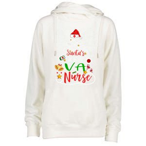 SantaS Favorite Va Nurse Christmas Nursing Tree Cute Gift Womens Funnel Neck Pullover Hood