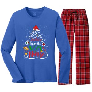 SantaS Favorite Va Nurse Christmas Nursing Tree Cute Gift Women's Long Sleeve Flannel Pajama Set 