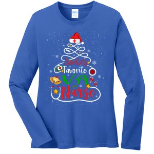 SantaS Favorite Va Nurse Christmas Nursing Tree Cute Gift Ladies Long Sleeve Shirt