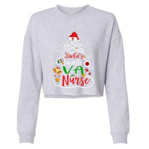 SantaS Favorite Va Nurse Christmas Nursing Tree Cute Gift Cropped Pullover Crew