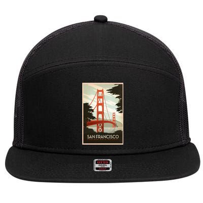 San Francisco Vintage Travel Poster 7 Panel Mesh Trucker Snapback Hat