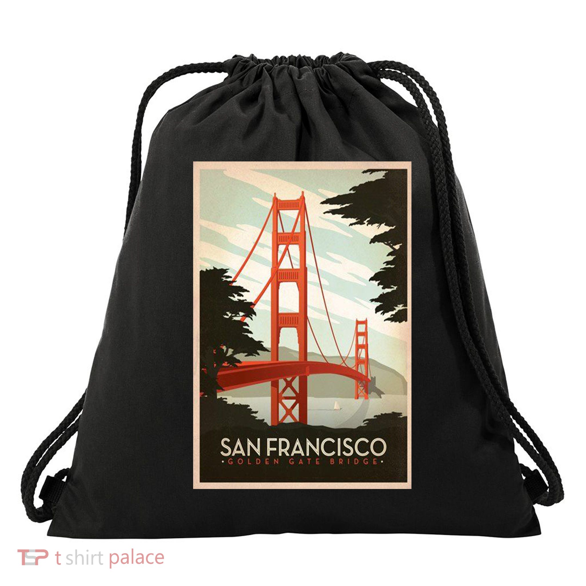 San Francisco Vintage Travel Poster Drawstring Bag