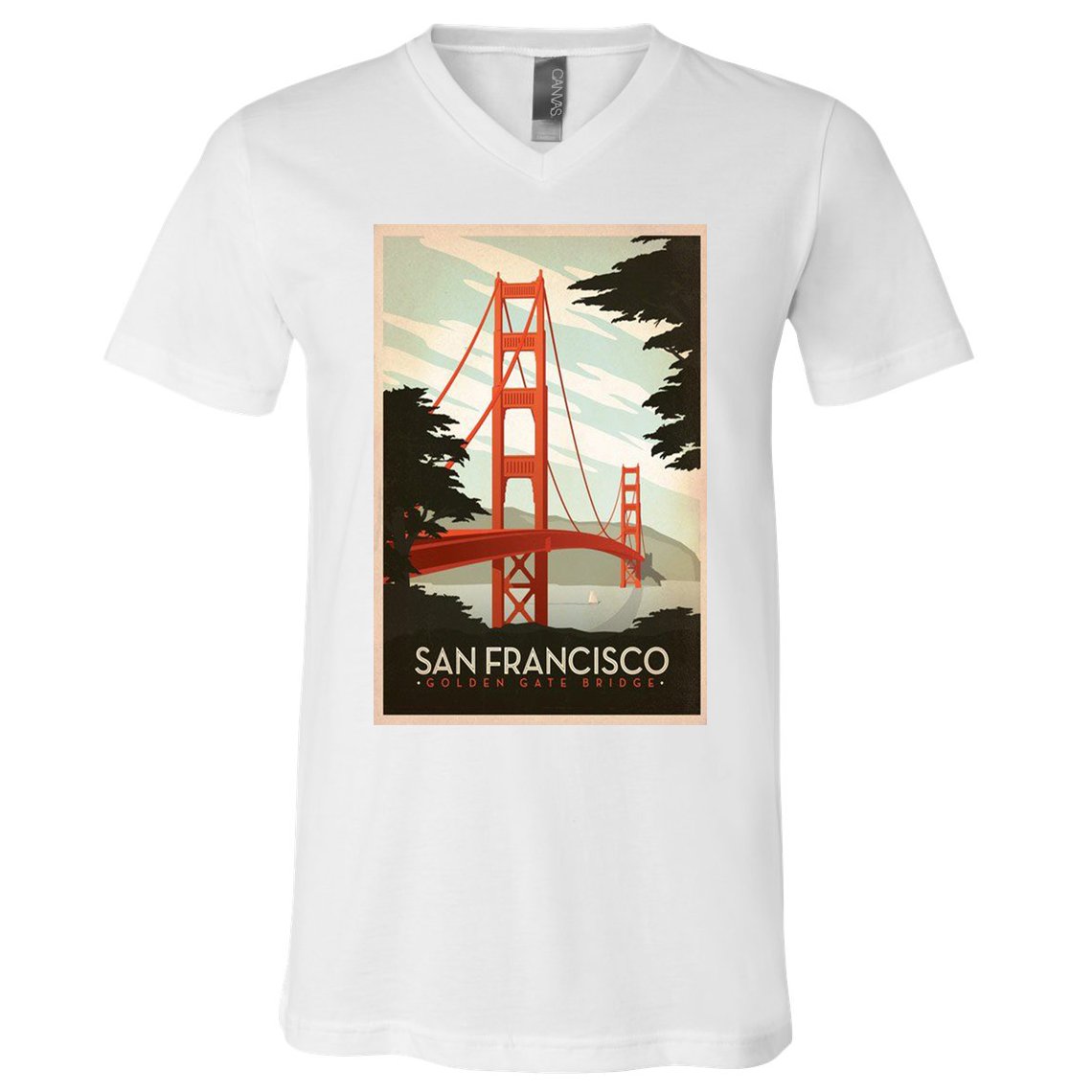 San Francisco Vintage Travel Poster V-Neck T-Shirt