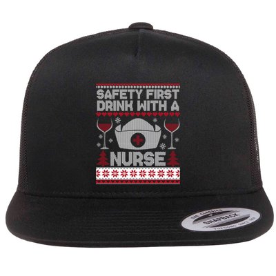 Safety First With A Nurse Ugly Christmas Meaningful Gift Flat Bill Trucker Hat