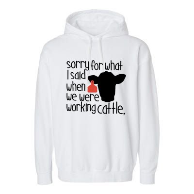 Sorry For What I Said When We Were Working Cattle Farm Garment-Dyed Fleece Hoodie