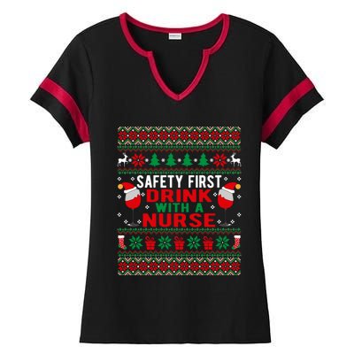 Safety First With A Nurse Christmas Style Gift Ladies Halftime Notch Neck Tee