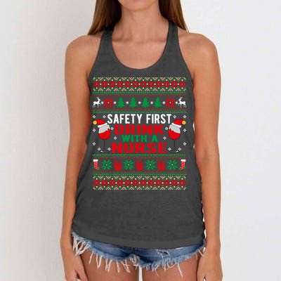 Safety First With A Nurse Christmas Style Gift Women's Knotted Racerback Tank