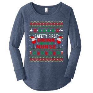 Safety First With A Nurse Christmas Style Gift Women's Perfect Tri Tunic Long Sleeve Shirt