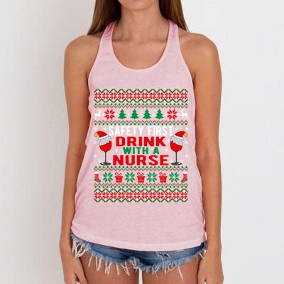 Safety First With A Nurse Christmas Style Gift Women's Knotted Racerback Tank