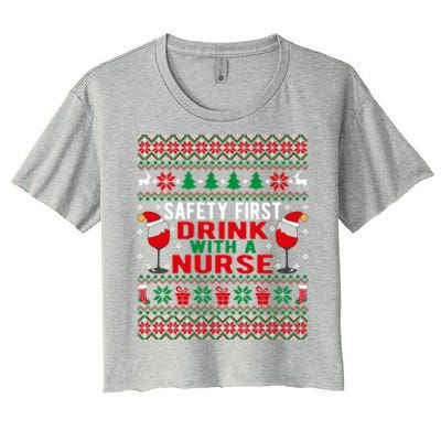 Safety First With A Nurse Christmas Style Gift Women's Crop Top Tee