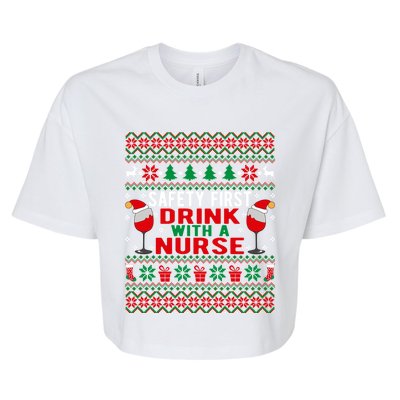 Safety First With A Nurse Christmas Style Gift Bella+Canvas Jersey Crop Tee