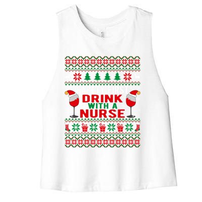 Safety First With A Nurse Christmas Style Gift Women's Racerback Cropped Tank